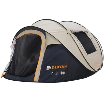 Afbeelding van Deryan Luxe Pop Up Tent 4 persoons 1 Second 5000MM waterkolom Anti UV 50+ Sand