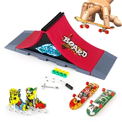 Afbeelding van MOMSIV Mini skateboardhelling voor vingers en accessoireset, a