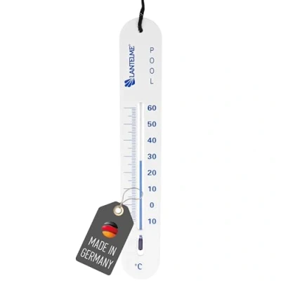 Afbeelding van Lantelme Zwembadthermometer met trekkoord, wit, thermometer voor zwembad en whirlpool, watertemperatuur, zwembad, vijver, wit