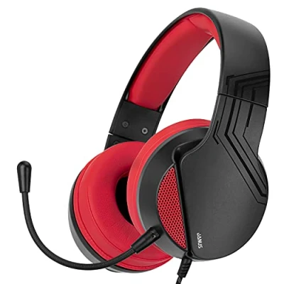 Afbeelding van NITHO JANUS Stereo Gaming Headset, bekabeld, voor PS4/PS5/PC/Xbox/Nintendo Switch/Mobile/Tablet, headset met verstelbare microfoon, 40 mm drivers en dubbellaagse oorkussens Rood