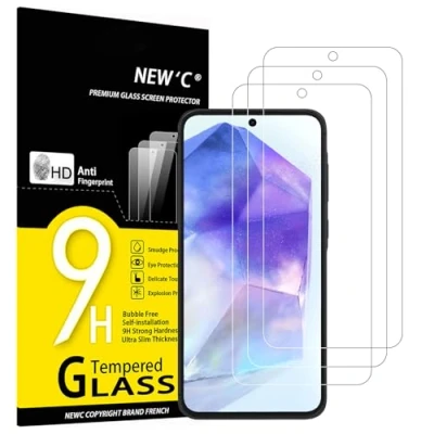 Afbeelding van NEW&#039;C displaybeschermfolie voor Samsung Galaxy A55 5G, van gehard glas, 0,33 mm, ultra transparant, zeer robuust