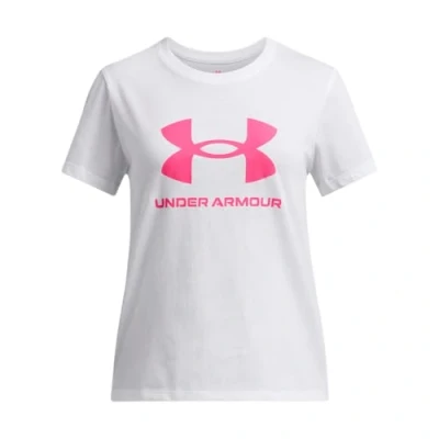 Afbeelding van Under Armour BIG LOGO Tshirt print White super pink voor kinderen, Maat: 152,