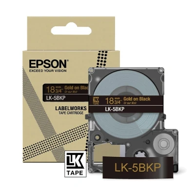 Image de Epson LK 5BKP ruban 18 mm (d&#039;origine) or sur noir métallisé