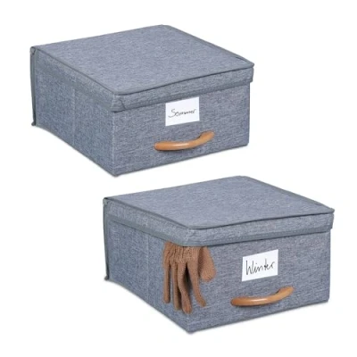 Afbeelding van Relaxdays opbergdozen met deksel set van 2 stevige opbergmanden handgreep stof