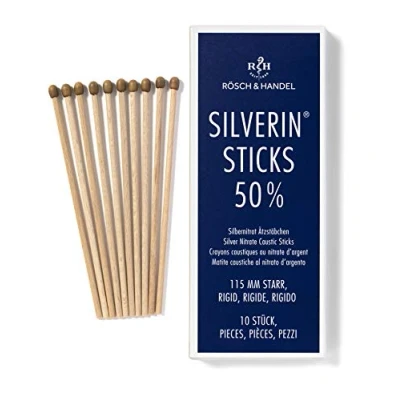 Afbeelding van SILVERIN CAUSTISCHE POTLODEN met zilvernitraat, 10 stokken, 115 mm, stijf RÖSCH &amp; HANDEL