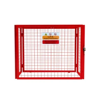 Afbeelding van Gasflessenkooi 92 cm x 110 50 Opvouwbaar Rood Gaas Veilige Afsluitbare Opslag Poedergecoat Gegalvaniseerd Staal 3mm Draaddikte 3 19kg Gasflessen GRATIS Waarschuwingsbord Hangslots &amp; Sleutels