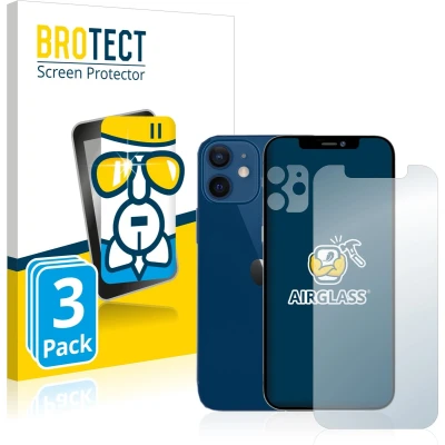 Afbeelding van BROTECT Screenprotector voor Apple iPhone 12 (Voor+Camera) Folie Beschermfolie Beschermglas transparant (3 Stuks)