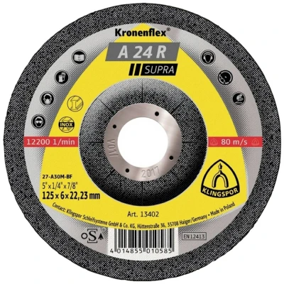 Afbeelding van Klingspor 13402 A 24 R Supra Afbraamschijf gebogen Diameter 125 mm Boordiameter 22.23 Staal 10 stuk(s)