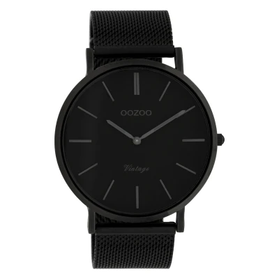 Afbeelding van OOZOO Vintage series zwarte horloge met metalen mesh armband C9932 Ø44