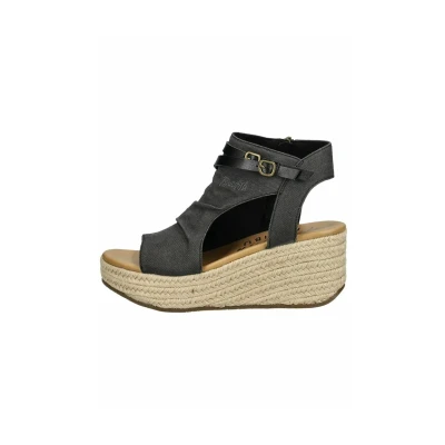 Afbeelding van Blowfish Malibu Lacey c rope sandaal voor dames, espadrillekooi, zwart.