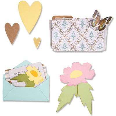 Afbeelding van Sizzix Thinlits Die Set Envelope Folder &amp; Flowers