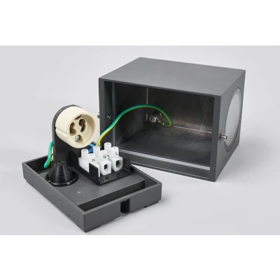 Afbeelding van Lucande Wandlamp buiten 1licht Aluminium, glas H: 10 cm GU10 grafietgrijs