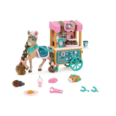 Afbeelding van Wild Manes Set Le Chariot Bakkerij Café de Cocoa figuur met scharnier 20 stuks inclusief wijnstokken en andere accessoires cadeau idee voor meisjes speelgoed collectie kinderen vanaf 3