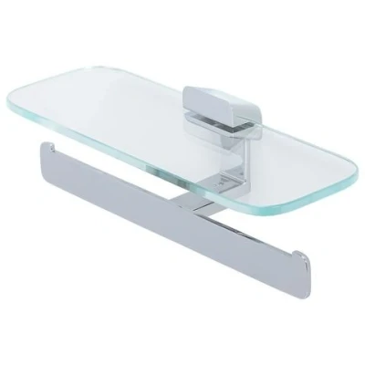 Afbeelding van Geesa Shift closetrolhouder dubbel m/planchet glas chroom Duurzaam materiaal