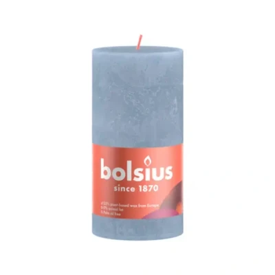 Afbeelding van Rustiek stompkaars shine 130 x 68 mm Sky blue kaars Bolsius