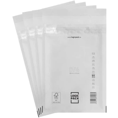 Afbeelding van LOGIC PACK Lot de 200 Enveloppe Bulle enveloppes matelassées D4 x 275 mm protection pour expédition, blanches autocollantes, le format DIN B5