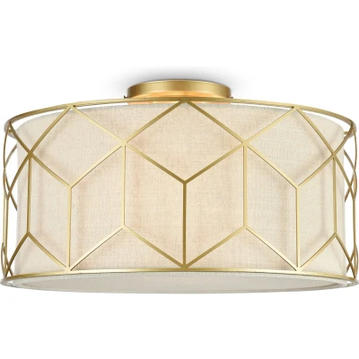 Afbeelding van Maytoni plafondlamp Messina, Ø 43 cm, beige, linnen