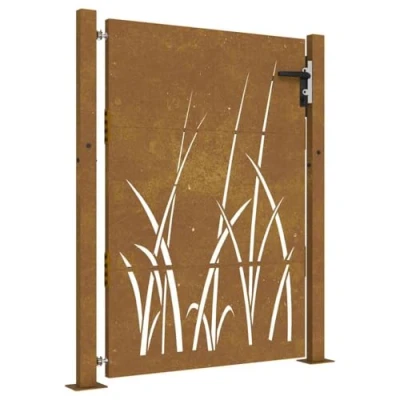 Afbeelding van vidaXL Poort 105x155 cm grasontwerp cortenstaal