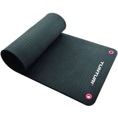 Afbeelding van Tunturi Pro Fitnessmat Yogamat Gymnastiekmat Oefenmat 180x60x1,5 cm Kleur: zwart Incl. gratis fitness app