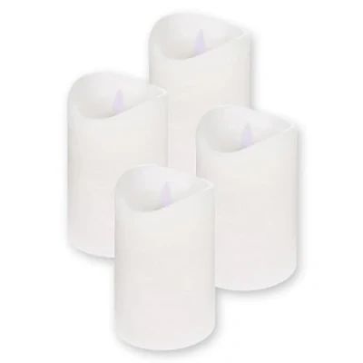 Afbeelding van ToCi Set van 4 vlamloze led kaarsen echte was, met beweegbare vlam en timer, wit, diameter 7,5 x 10 cm