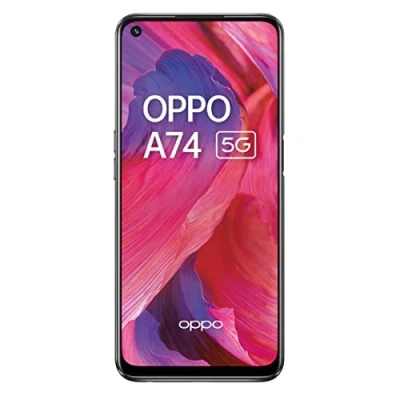 Afbeelding van OPPO A74 5G 6 GB RAM en 128 uitbreidbare opslag SIM vrije smartphone (16 cm scherm, 5000 mAh batterij, 48 MP quad camera, 90 Hz verversingssnelheid) Fluid Black