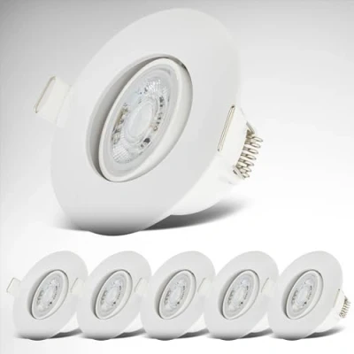 Afbeelding van B.K.Licht LED Badkamer Inbouwspots wit set van 6 badkamerverlichting IP65 kantelbaar 9 x 4,2 cm (DxH)
