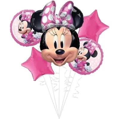 Afbeelding van Amscan Minnie Mouse Forever folieballon boeket 5 stuks