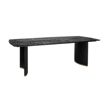 Afbeelding van PTMD Ostara Black mango wood diningtable 280cm gold leg