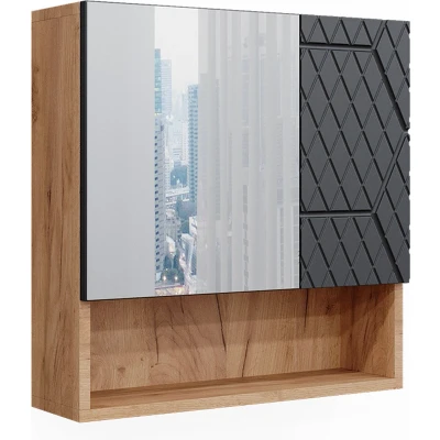 Afbeelding van Vicco Badkamerspiegelkast Irma, Krachtige eik goud/Antraciet, 54 x 55 cm