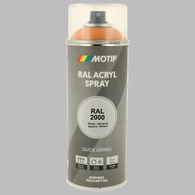 Afbeelding van Motip industrial acryllak hoogglans RAL 2000 geel oranje 400 ml