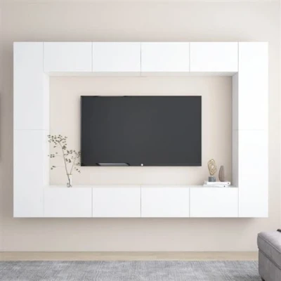 Afbeelding van vidaXL 8 delige Tv meubelset bewerkt hout wit