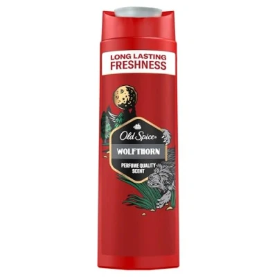 Afbeelding van Old Spice Wolfthorn 3 in 1 douchegel en shampoo voor mannen, 400 ml, frisse langdurige geur geurkwaliteit, grondige reiniging haar gezicht, zacht huidgevoel