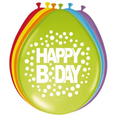 Afbeelding van Ballonnen 12in/30cm Rainbow Dots HBD /8