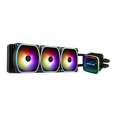 Afbeelding van ENERMAX Aquafusion ADV ARGB 360 mm AIO CPU Dual Chamber waterkoeling voor Intel LGA1700/AMD AM5 ondersteuning 350 W+ TDP (3 x SquA RGB 120 PWM ventilatoren) ELC AQFA360 SQA, zwart