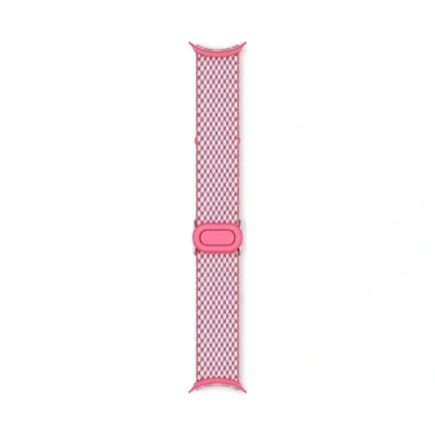 Afbeelding van Google Pixel Watch 3 (41mm), Geweven Band, Pioenroos (Roestvrij staal, Plastic, Textiel), Horlogebandjes, Roze