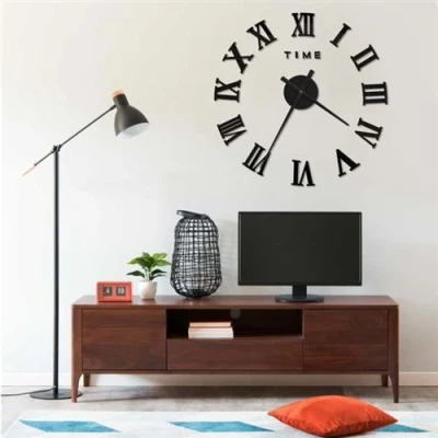 Afbeelding van 3D wandklok modern XXL 100 cm zwart