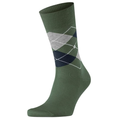 Afbeelding van Burlington Manchester Sok Ruit Groen 7982 maat 40 46 Heren Halfhoge sokken Katoen Suitable Herenkleding