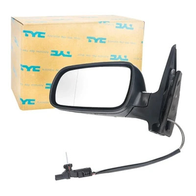 Afbeelding van Buitenspiegel Tyc 337 0014 Links Met grondlaag Instellen: kabel, Bol vormig, Grote spiegelbehuizing VOLKSWAGEN: Golf 4, Bora Variant