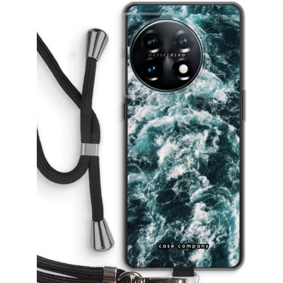 Afbeelding van Case Company® hoesje met Koord geschikt voor OnePlus 11 Zee golf Telefoonhoesje Zwart Bescherming aan alle Kanten en Over de Schermrand