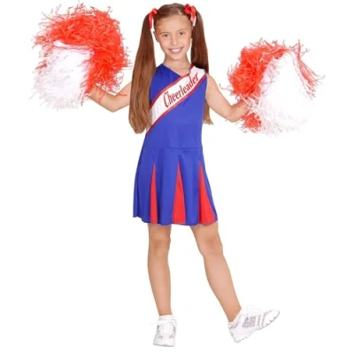 Afbeelding van Widmann Cheerleader Kostuum Amerikaanse Blauw / Rood Meisje Blauw, Maat 140 Carnavalskleding Verkleedkleding