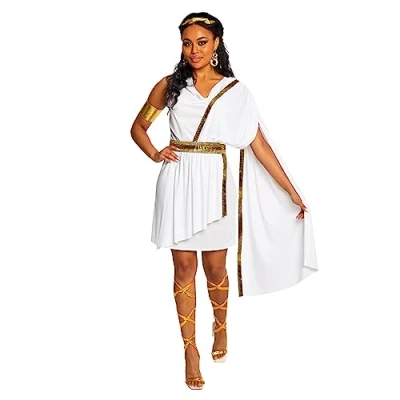 Afbeelding van Morph kostuum Griekse godin voor dames, Romeinse kostuum, Egyptische dameskostuum, toge carnavalskostuum,