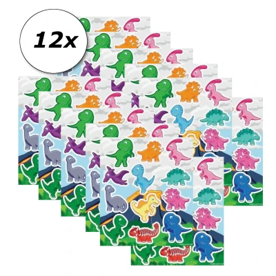 Afbeelding van Dino fun stickers per 12 velletjes