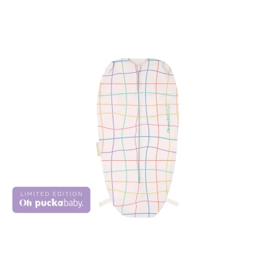 Afbeelding van Puckababy Mini Inbakerslaapzakje baby (3 6m) Funky Lines Katoen TOG 0.5 Zomerslaapzak