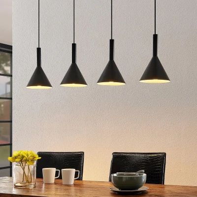 Afbeelding van Arcchio hanglamp 4lichts staal E27 zwart, wit