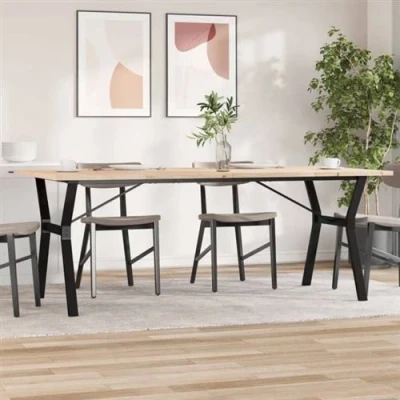 Image de vidaXL Table à manger cadre en Y 200x100x75,5 cm bois pin massif acier3282789