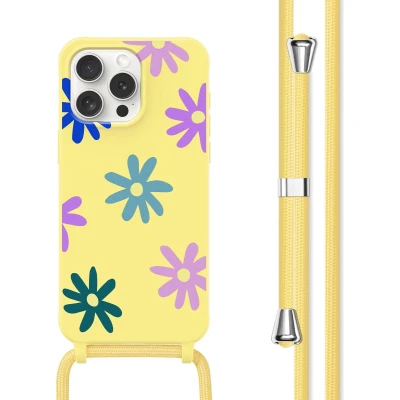 Afbeelding van imoshion hoesje Geschikt voor iPhone 15 Pro met koord Siliconen design Meerkleurig / Yellow Flower Distance