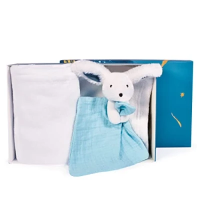 Afbeelding van Doudou et Compagnie Babydeken knuffeldier konijn Happy Pop wit 100 x 70 cm Knuffel DC3980