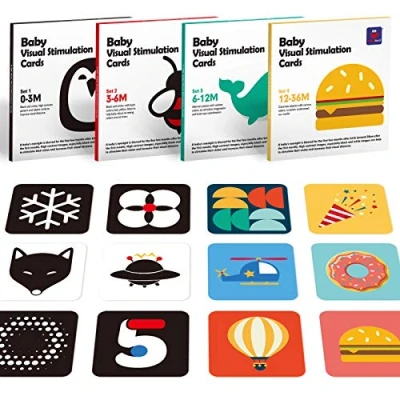 Afbeelding van hahaland: set van 80 flash cards voor baby&#039;s 0 6 maanden, sensorisch speelgoed met visuele stimulatie baby&#039;s, zwart en wit, kleurrijke kaart hoog contrast 0, 3, 6, 12, 18,