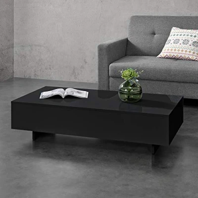 Afbeelding van Salontafel Braunschweig 115x55x31 cm zwart hoogglans