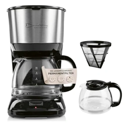 Afbeelding van Barista Filterkoffiezetapparaat met glazen kan, koffiezetapparaat digitaal display en timerfunctie, filtermachine druppelstop 900 W, van 1,25 liter voor 10